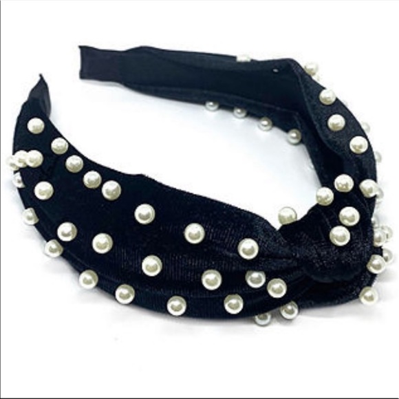 Set of 2 Velvet headbands: Pearl tie knot & padded - Picture 1 of 4